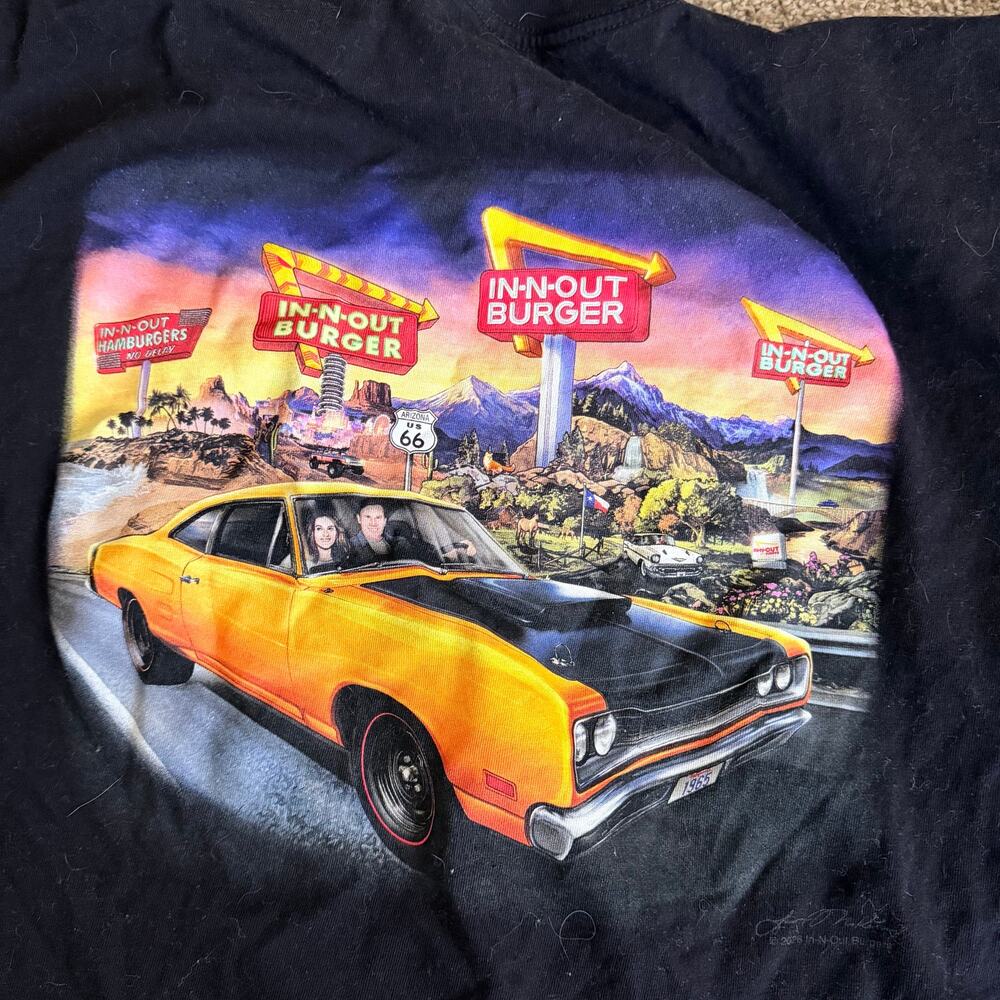 In-N-Out Texas T-Shirt Black Classic Muscle Car Size XL